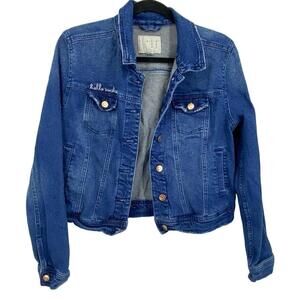 A New Day Women's Distressed Jean Jacket Size Medium Blue Wash
